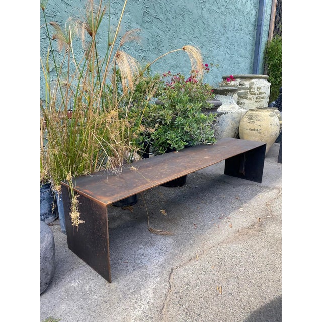 Gray Modern Industrial Steel Waterfall Bench For Sale - Image 8 of 8