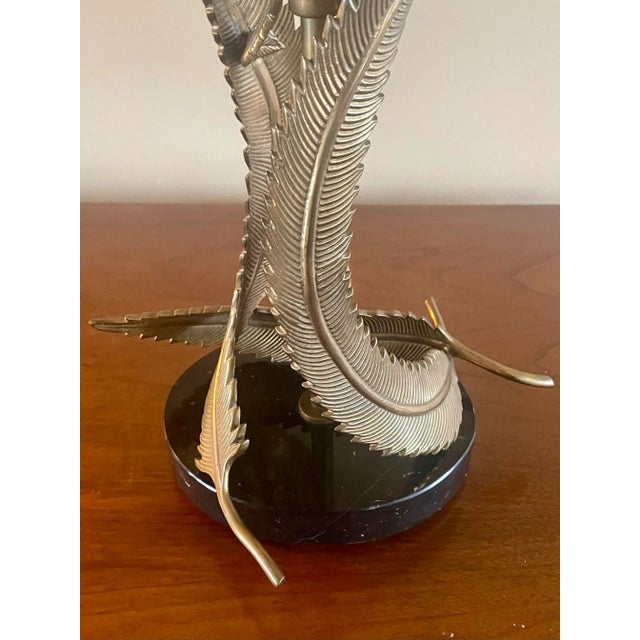Vintage Chapman Ostrich Egg Brass Feather Lamp For Sale In Los Angeles - Image 6 of 9