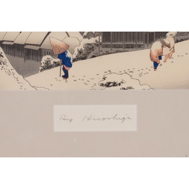 Post Impressionist Utagawa Hiroshige Woodblock Print "Evening Snow at Kanbara" 1933-34 Woodblock For Sale - Image 3 of 8