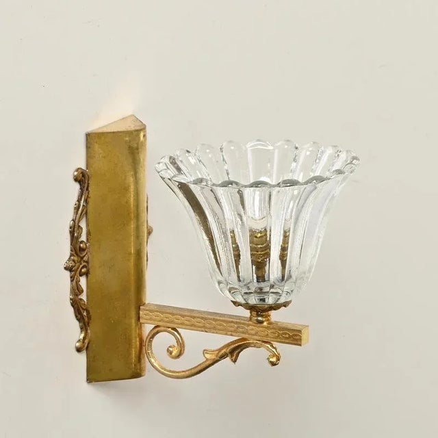Murano Glass and Brass Flower Sconces from Barovier, 1950s, Set of 2 For Sale - Image 9 of 15