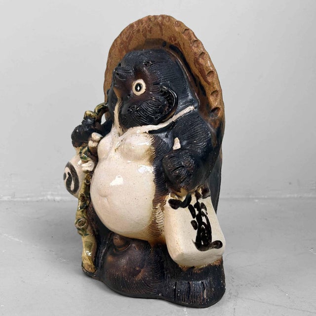 Mid-Century Tanuki Statue in Shigaraki Pottery, Japan, 1980s For Sale - Image 6 of 13