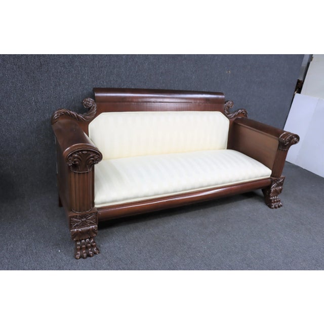 American Classical Empire Acanthus Carved Mahogany Sofa For Sale - Image 11 of 11