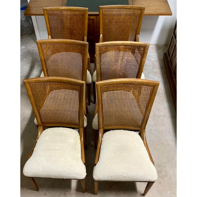 1960s Vintage Henredon Custom Folio Three Cane Back Dining Chairs Set
