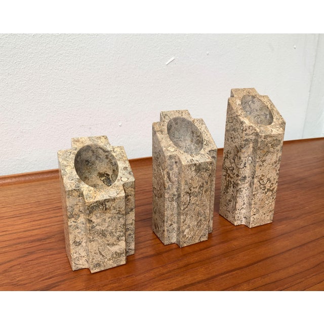 Brutalist Vintage Postmodern Brutalist Candle Holders in Stone, 1980s, Set of 3 For Sale - Image 3 of 18