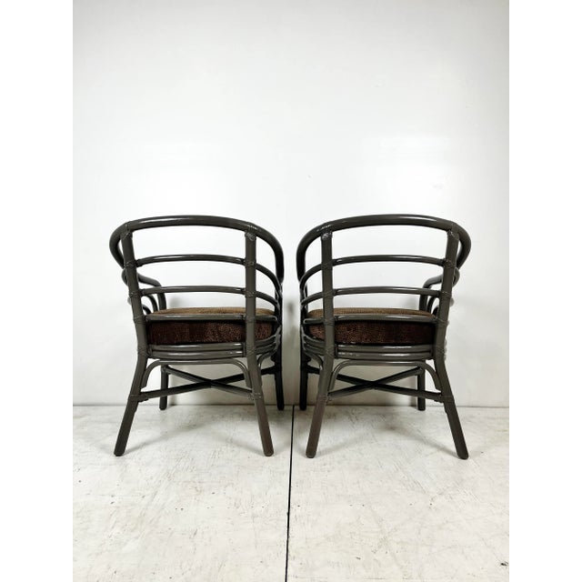 Wood Vintage Lacquered Rattan Chairs- A Pair For Sale - Image 7 of 12