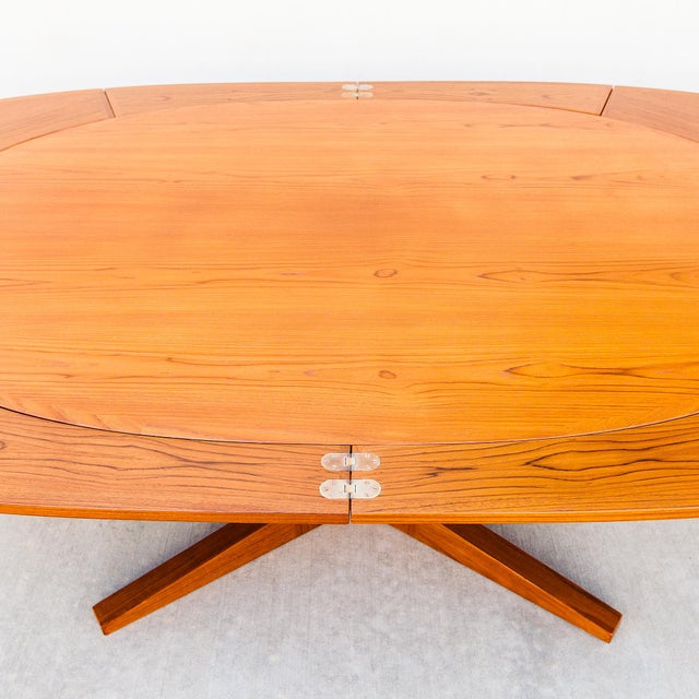 1960s Iconic Dyrlund Lotus Flip-Flap Oval Dining Table in Teak, Danish Mid Century Modern For Sale - Image 15 of 18