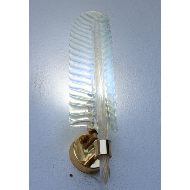 1970s Rare Set of 2 Luxury Barovier E Toso Leaf Wall Light For Sale - Image 9 of 15