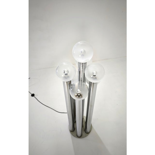 Metal Mid-Century Modern Space Age Floor Lamp in Chromed Metal and Murano Glass by Goffredo Reggiani, Italy, 1970s For Sale - Image 7 of 16