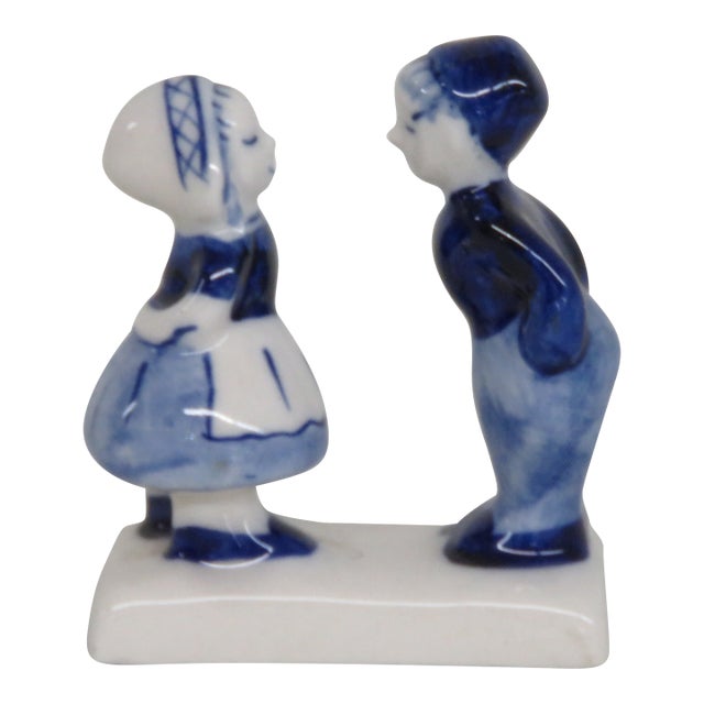 Delft Style Blue Young Couple Dutch Boy Girl Miniature Porcelain Figurine 4498b For Sale