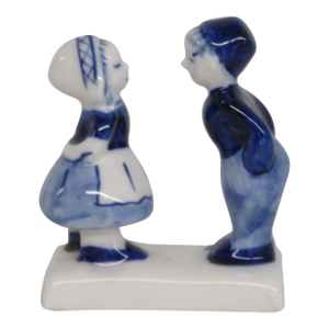 Delft Style Blue Young Couple Dutch Boy Girl Miniature Porcelain Figurine 4498b