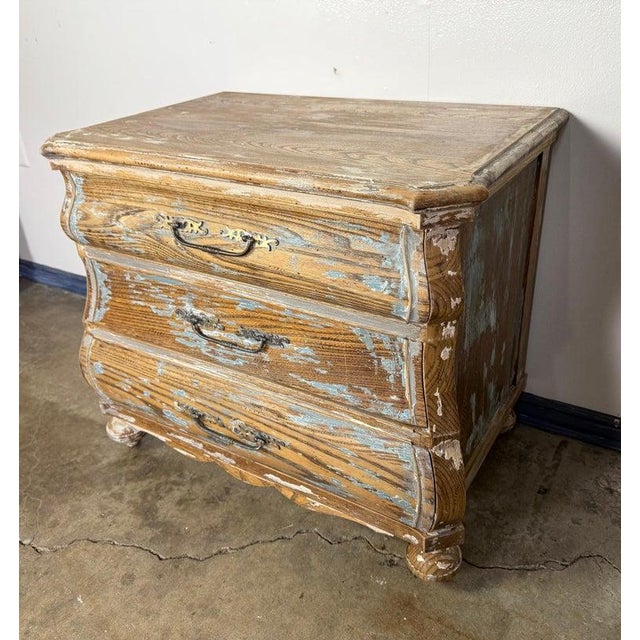 Wood Distressed Louis XV Style Bombe Chests, Solid Wood, 1930s French For Sale - Image 7 of 18