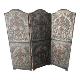Late 19th Century Louis XIII Style Leather Screen For Sale