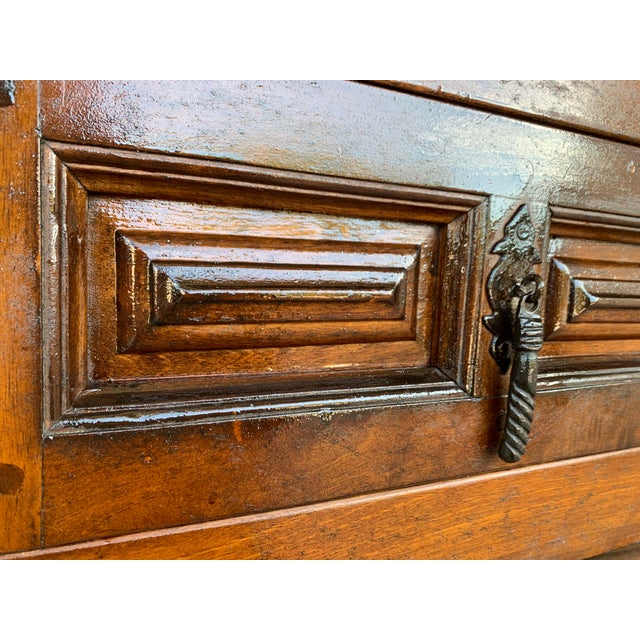 Brown Late 19th Century Catalan Spanish Baroque Carved Oak Tuscan Credenza For Sale - Image 8 of 12