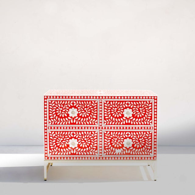 Not Yet Made - Made To Order The Arabesque Mother of Pearl Inlay Four-Drawer Chest by House of Jaipur For Sale - Image 5 of 5