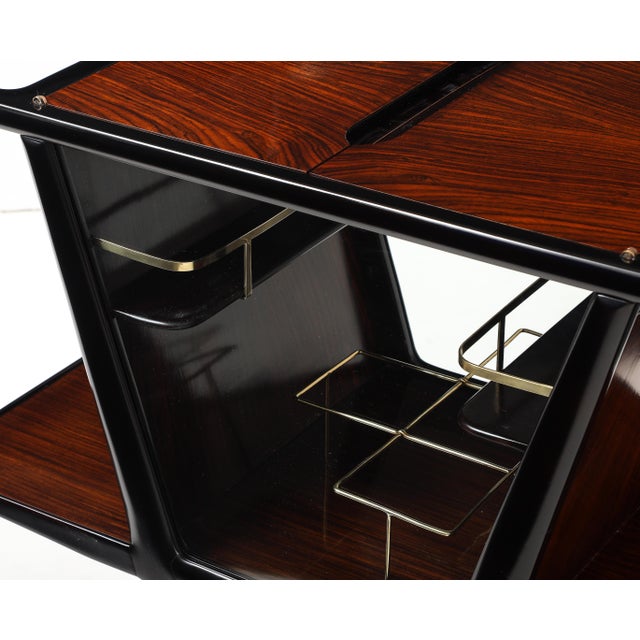 Cesare Lacca Modernist Ebonized Wood and Rosewood Bar Cart For Sale - Image 14 of 17