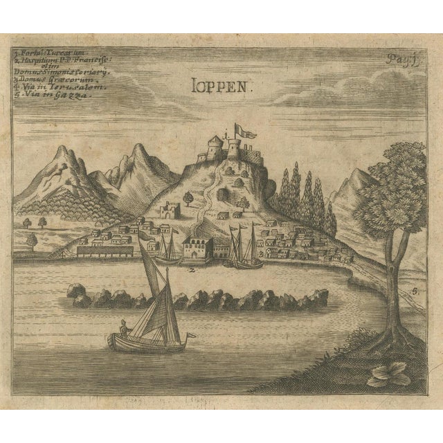 Paper Antique View of Jaffa Holy Land Engraving, 1735 For Sale - Image 7 of 9