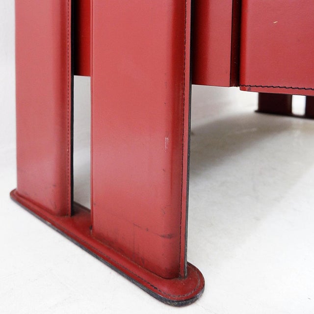 Maroon Leather Sideboard attributed to De Couro, Brazil, 1980s For Sale - Image 8 of 16