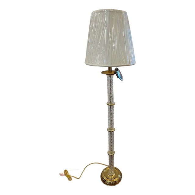 Waterford Crystal Floor Lamp With Brass Details For Sale