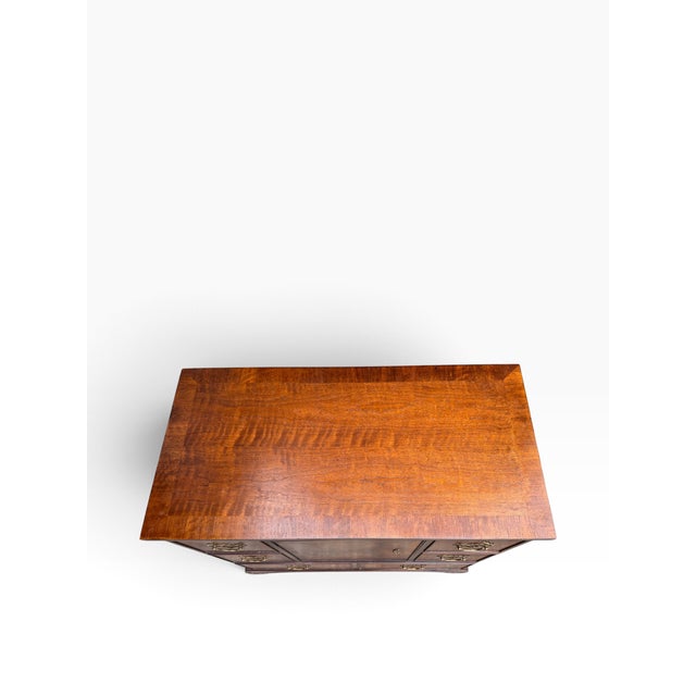 Late 20th Century Vintage Kindel Grand Rapids Burl Wood Gentleman’s Chest With Brass Hardware For Sale - Image 5 of 14