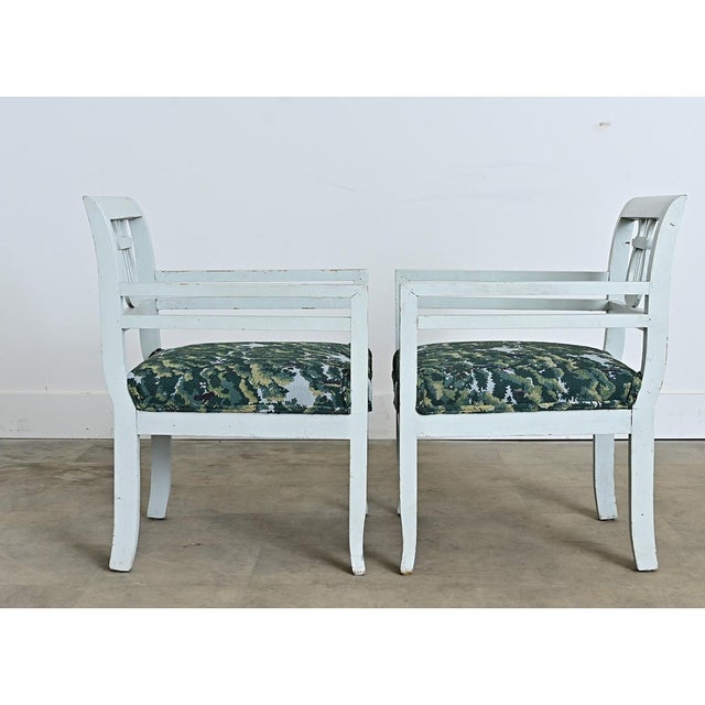 19th Century Pair of Biedermeier Painted Armchairs in New Upholstery For Sale In Baton Rouge - Image 6 of 10