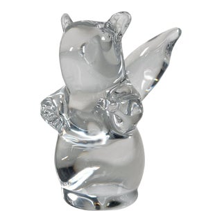 Late 20th Century Daum France Art Crystal Sculpture Squirrel Figurine For Sale