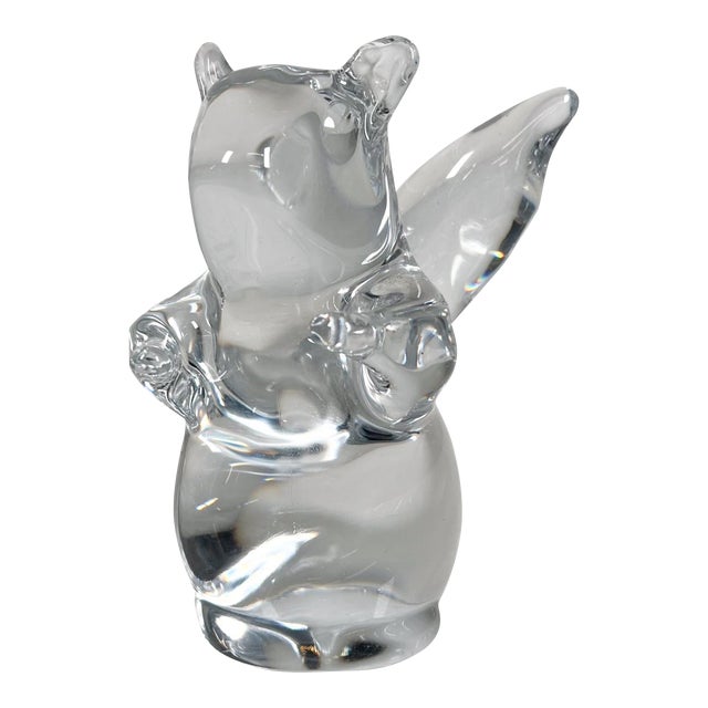 Late 20th Century Daum France Art Crystal Sculpture Squirrel Figurine For Sale