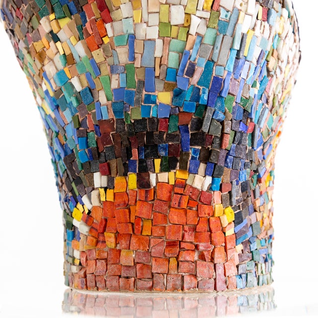 1960s Large Decorative Modernist Mosaic Floor Vase For Sale - Image 9 of 9