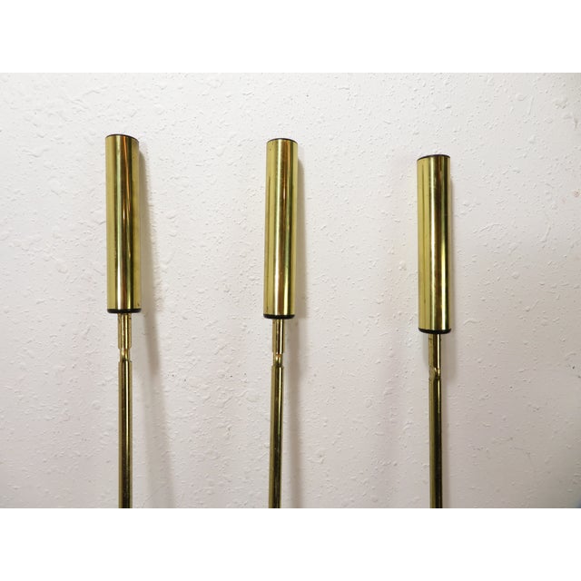 Wall Mount ~ Mid Century Modernist Brass Fireplace Tools Set ~ Donald Deskey Era For Sale - Image 13 of 17