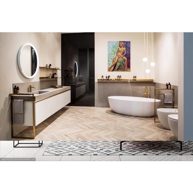 Beautiful patterns in the room of a French model. The artist painted this ink oil on paper painting in France. .Several of...