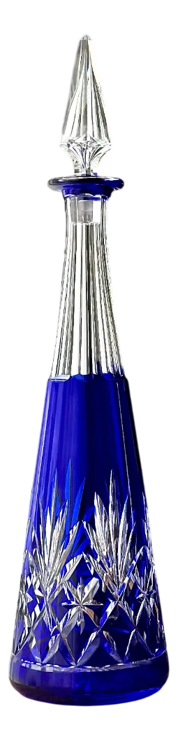 French Cut Blue Crystal Decanter from Saint Louis Massenet, 1970s