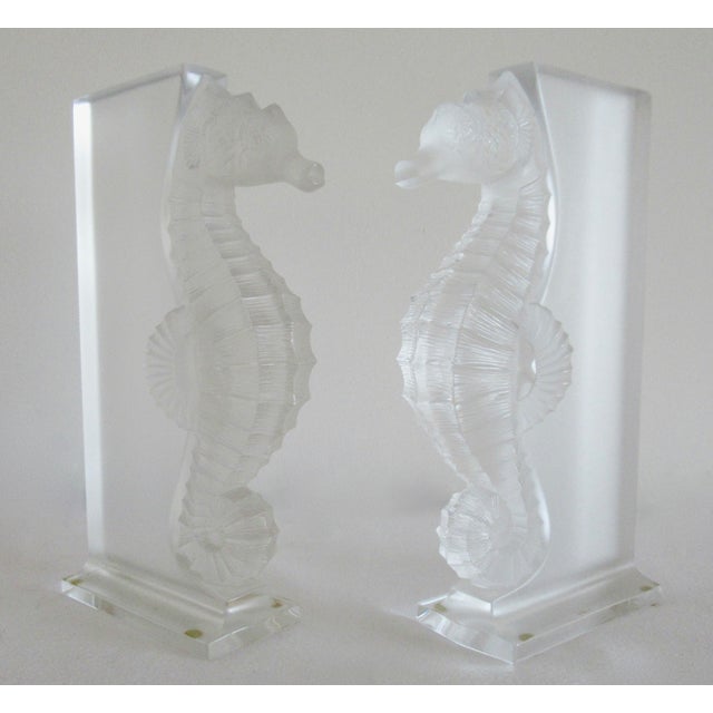 Lalique C. 1999-2003 Rene Lalique France Signed "Poseidon" Crystal Glass Frosted Bookends - Pair For Sale - Image 4 of 14