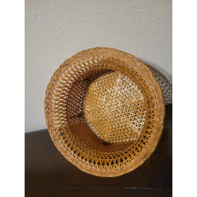 Wood Vintage Small Bamboo Basket For Sale - Image 7 of 9