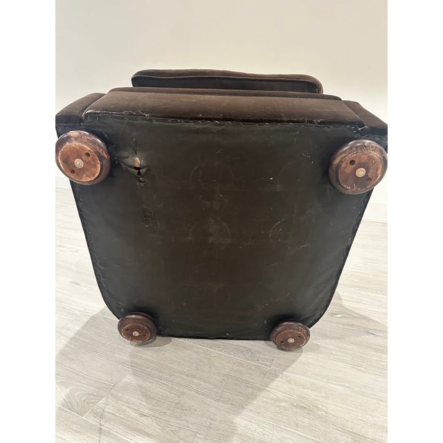 American Ralph Lauren Wingback Club “Writer’s” Chair With Ottoman — Chocolate Brown Velvet For Sale - Image 3 of 12