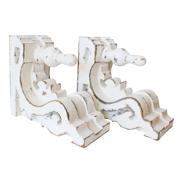 White French Style Carved Corbels W/ Hand-Turned Scrollwork Set/2 For Sale