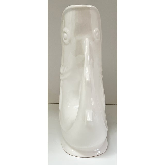 Late 20th Century Shreve & Co. Gurgling Koi White Ceramic Pitcher For Sale - Image 5 of 11
