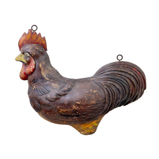 Brown 19th Century French Carved Wood Rooster Shop Display, 1880s For Sale - Image 8 of 8