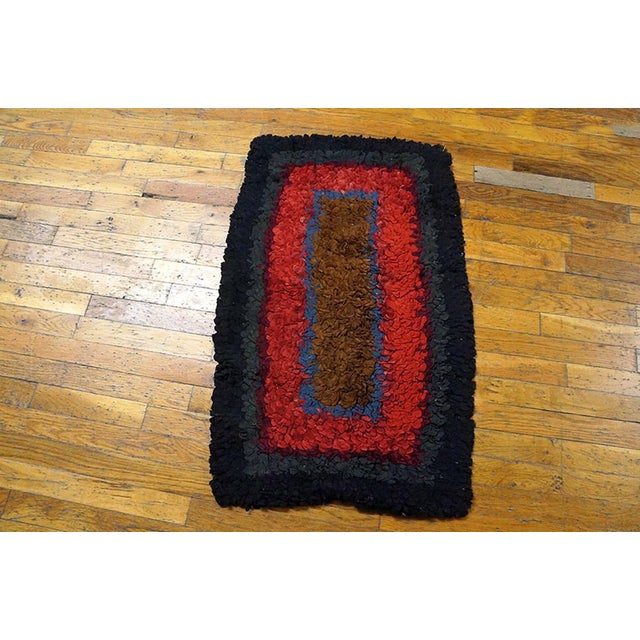 Antique American hooked rug. Size: 2'0" x 3'0". Hooked American Multicolor Small Scatter Size Wool 1920s Antique Rug,...