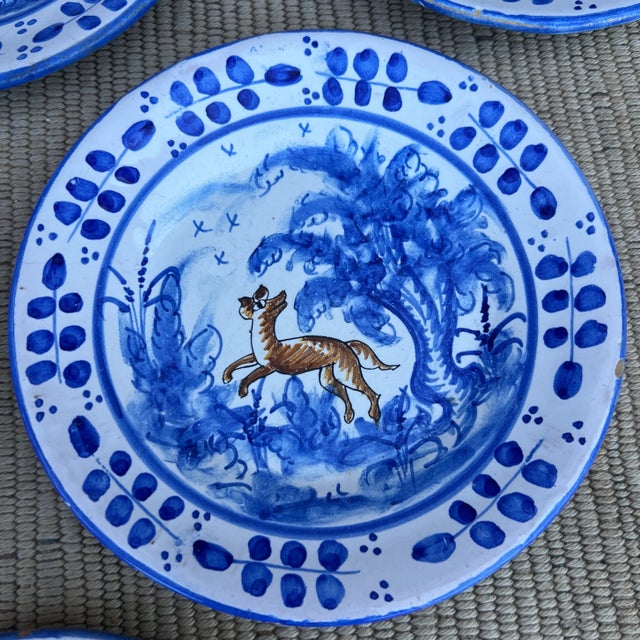Circa 1970s Vintage España Talavera Polychrome Decorated Plates- Set of 6 For Sale - Image 6 of 12