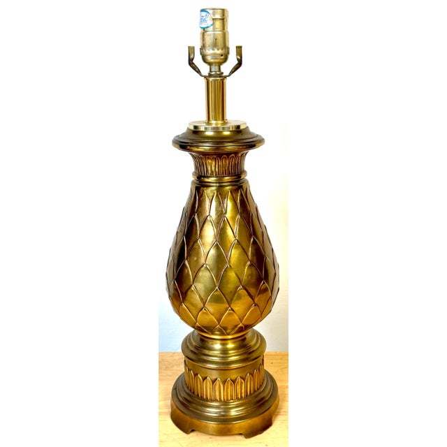 Pair of Hollywood Regency Brass Artichoke Table Lamps by Stiffel, 1960s For Sale - Image 4 of 15