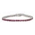 925 Sterling Silver Ruby Tennis Bracelet- Elegant Red Gemstone Fine Jewelry For Sale