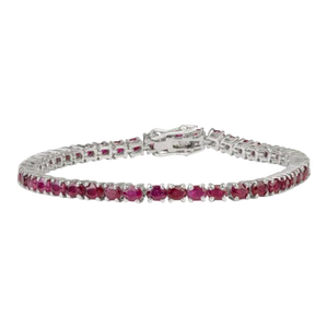 925 Sterling Silver Ruby Tennis Bracelet- Elegant Red Gemstone Fine Jewelry
