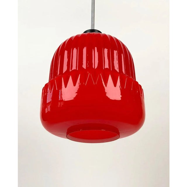 Modern Modern Red Glass Globe Pendant Lamp, 1960s For Sale - Image 3 of 8