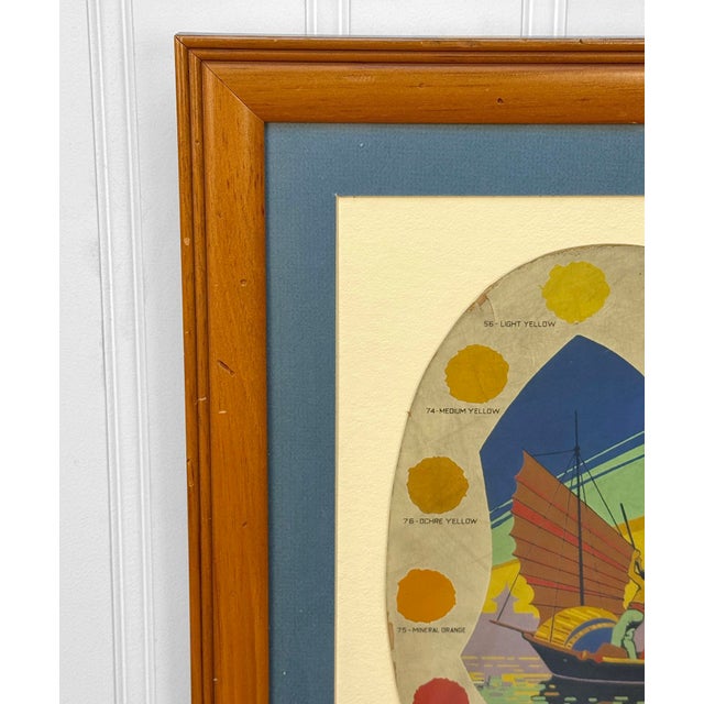 Mid-Century Glidden Paint Advertising Palette Asian Motif Framed & Matted For Sale - Image 6 of 11