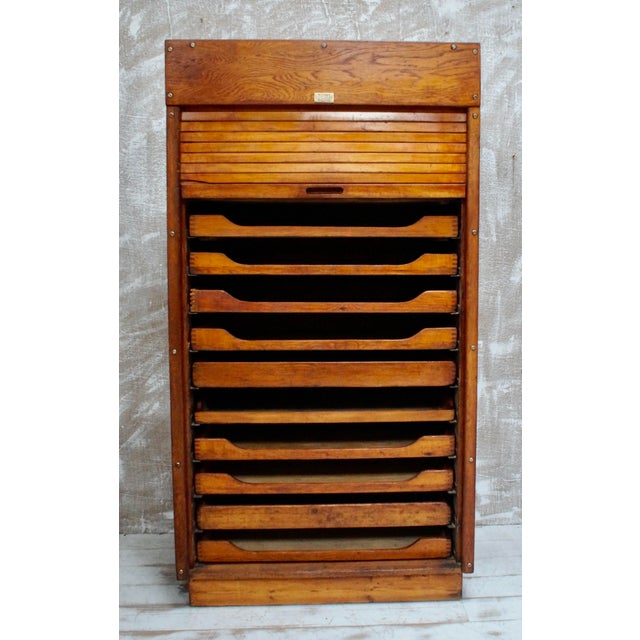 Antique Oak Drum Plans Chest from Warings, 1910s For Sale - Image 10 of 10