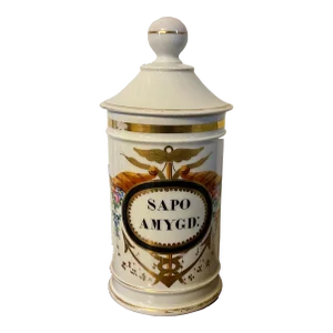 Large Antique 19th Century Old Paris Porcelain Apothecary Jar and Cover