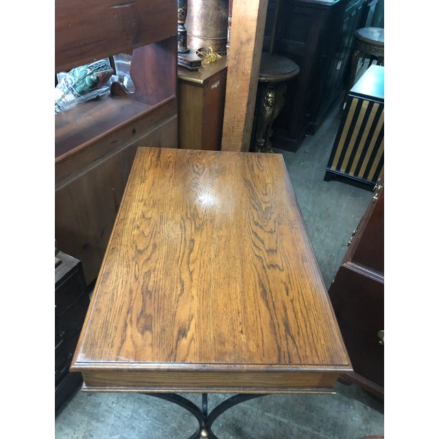 Directoire Style Oak & Iron Writing Desk For Sale - Image 10 of 10