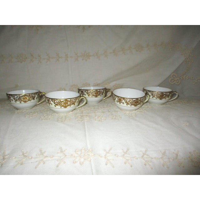 This is a Beautiful! Set of Five Antique Noritake Christmas Ball Teacups with 22k Gold 16034 in Nice Antique Condition...