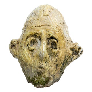 Testa Nº 8 Expresionist Ceramic Head in White Stoneware with Bismuth Raku Glaze, 2010s For Sale