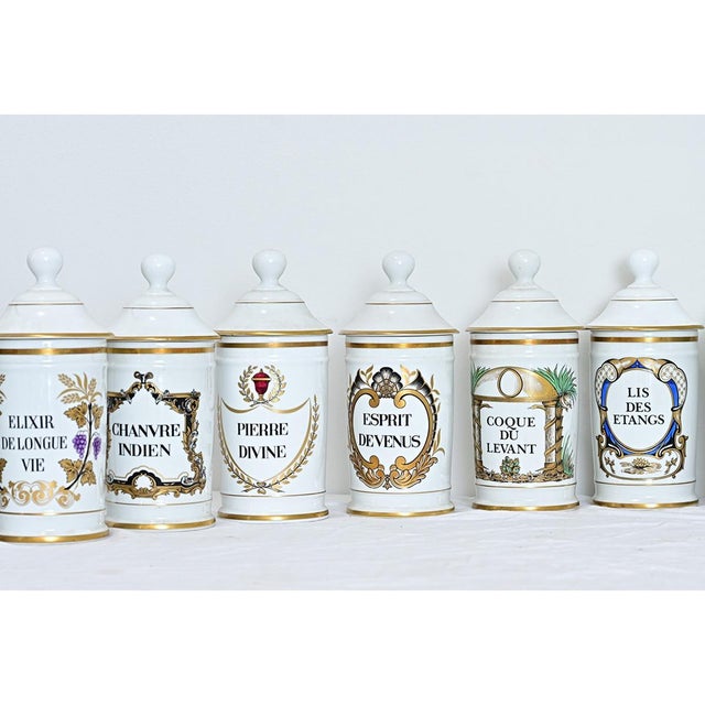 Limoges, France French Vintage Set of Fifteen Porcelain Limoges Pharmacy Jars For Sale - Image 4 of 10