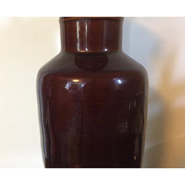 Early 20th Century Antique Chinese Brown Porcelain Rouleau Shape Vase Table Lamp For Sale - Image 11 of 13